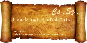 Cserényi Szofrónia névjegykártya